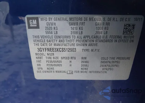 2012 Cadillac Srx Performance Collection z USA, uszkodzony, nr VIN 3GYFNEE3XCS512903